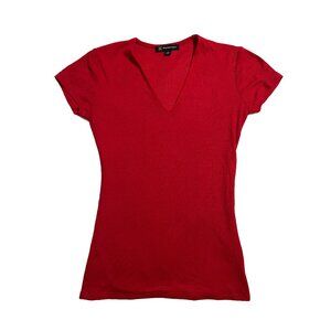 Red V-Neck NWT Ribbed Top